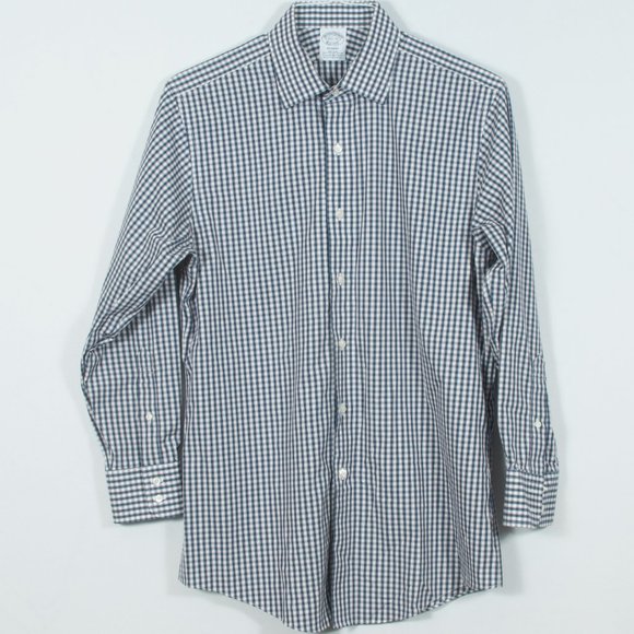 NWOT Brooks Brothers 15.5-32 Men's Shirt Blue White Red Gingham Cotton Lycra - Picture 2 of 6